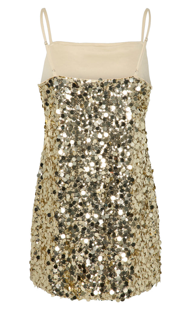 Pieces Kjole - Disco - Gold Colour Sequins