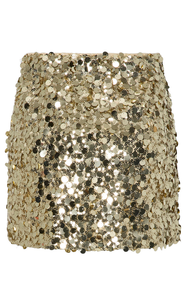 Pieces Skjørt - Disco - Gold Colour Sequins