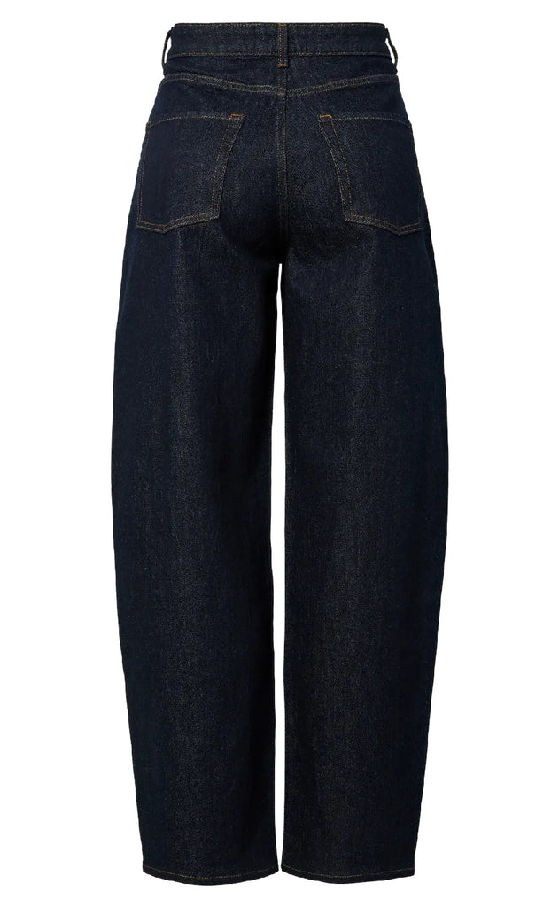Pieces Bukser - Grace MW Barrel - Dark Blue Denim