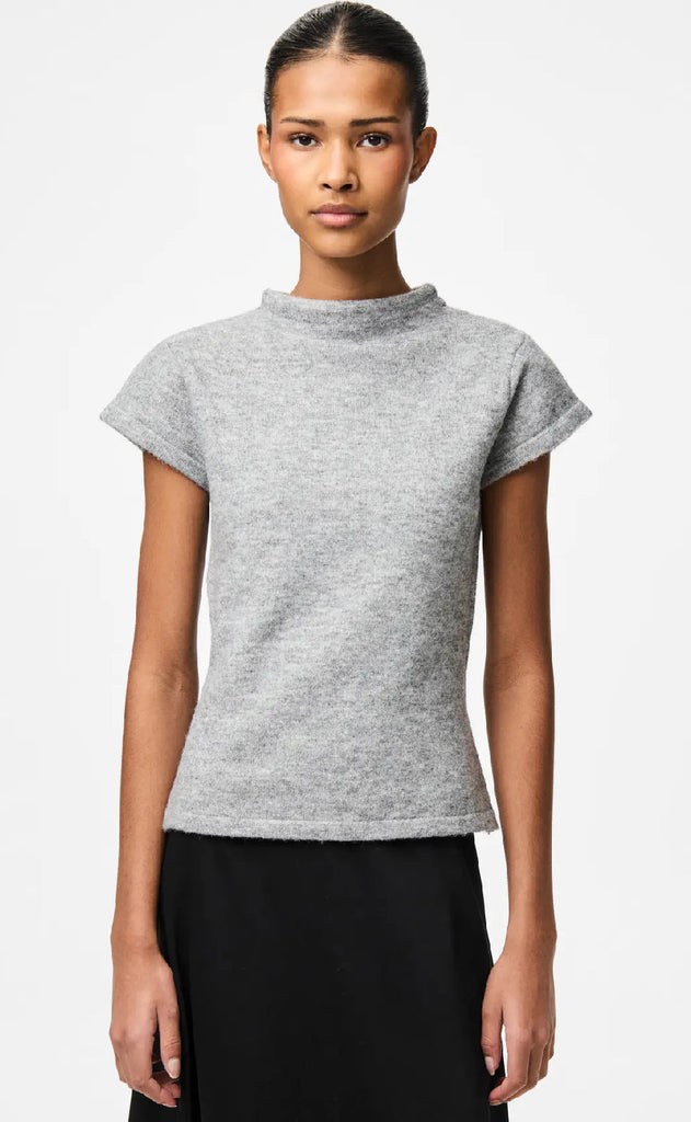 Pieces Topp - Familla - Medium Grey Melange