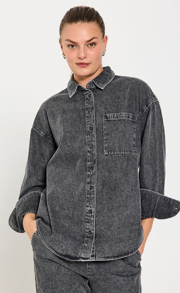 Freequent Skjorte - Lisea - Vintage Grey Denim