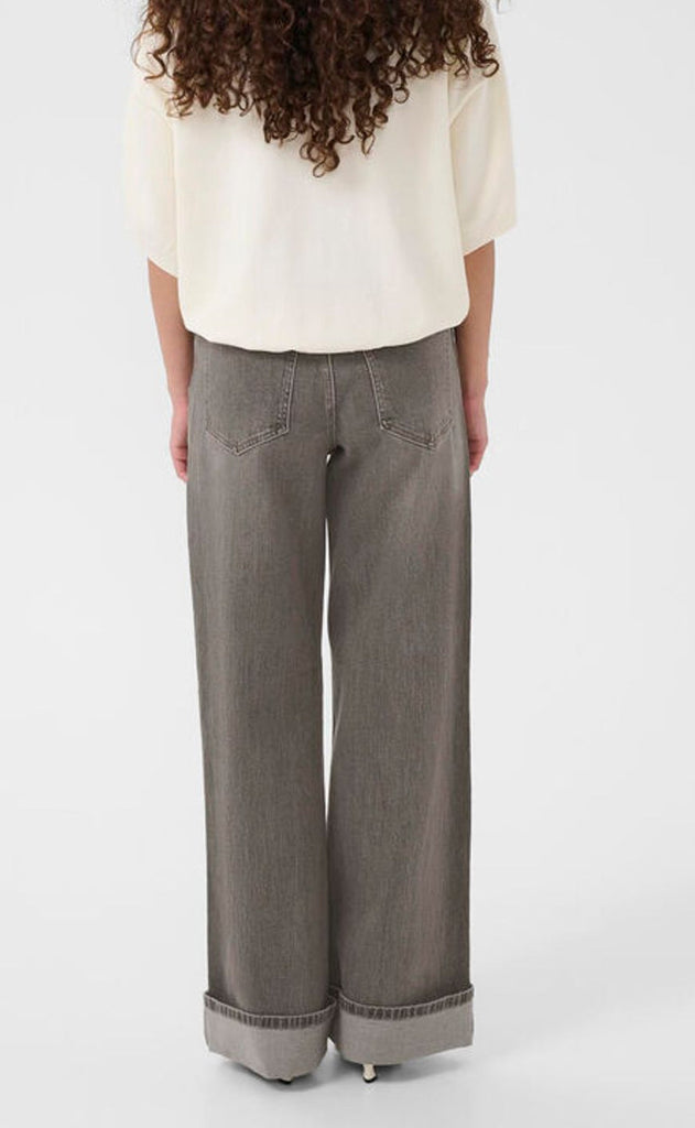 Gestuz Bukser - Sara HW Wide - Washed Light Grey