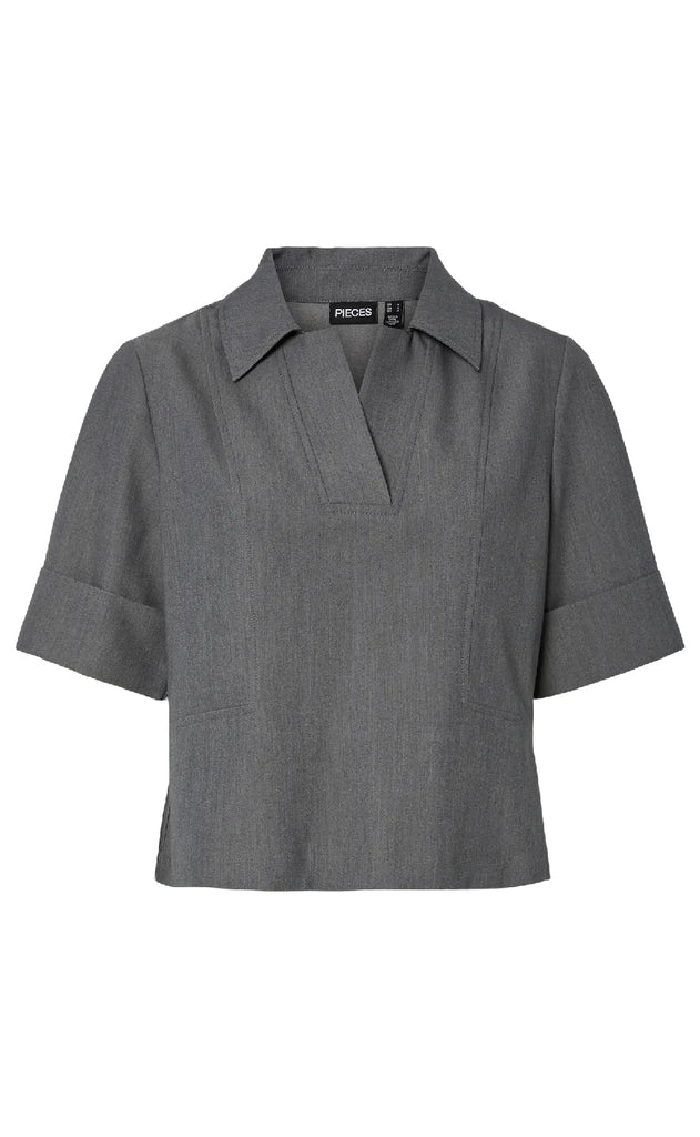 Pieces Topp - Frida - Medium Grey Melange