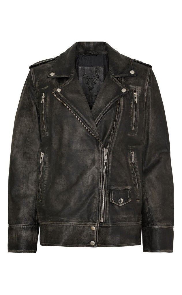 Notyz Jakke - Oversized Biker - Grey w. Silver acc.