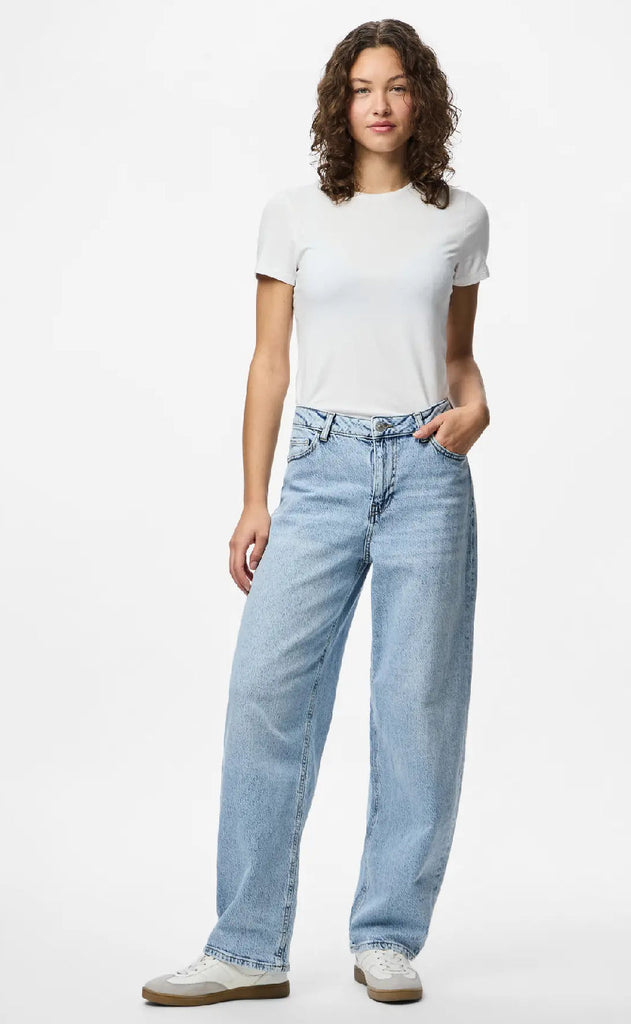 Pieces Buker - Grace MW Barrel - Light Blue Denim