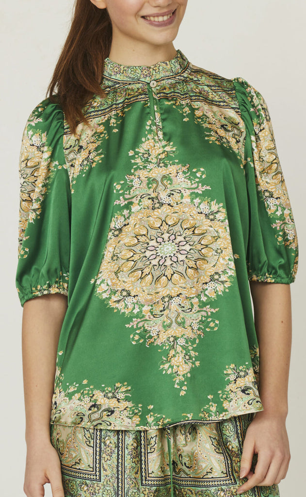 Love & Divine Bluse - Love910-8 - Green Paisley