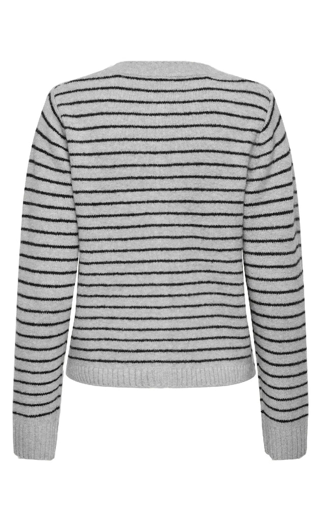 ONLY Cardigan - Chester LS - Light Grey Melange Black/Silver Button