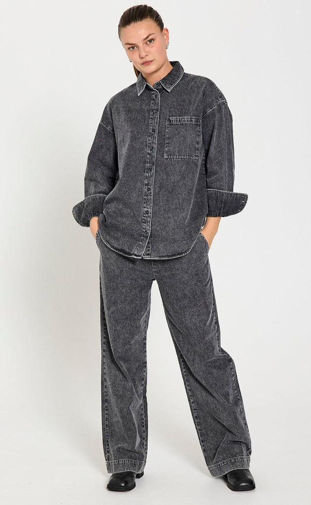 Freequent Skjorte - Lisea - Vintage Grey Denim