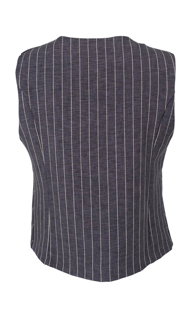 Black Colour Vest - Chicago - Grey Stripe