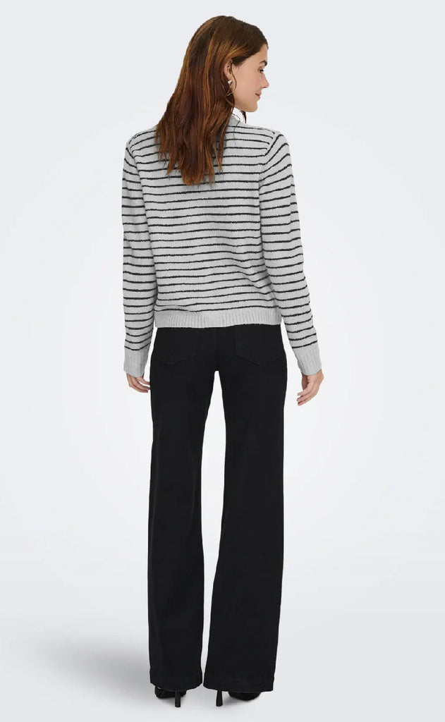 ONLY Cardigan - Chester LS - Light Grey Melange Black/Silver Button