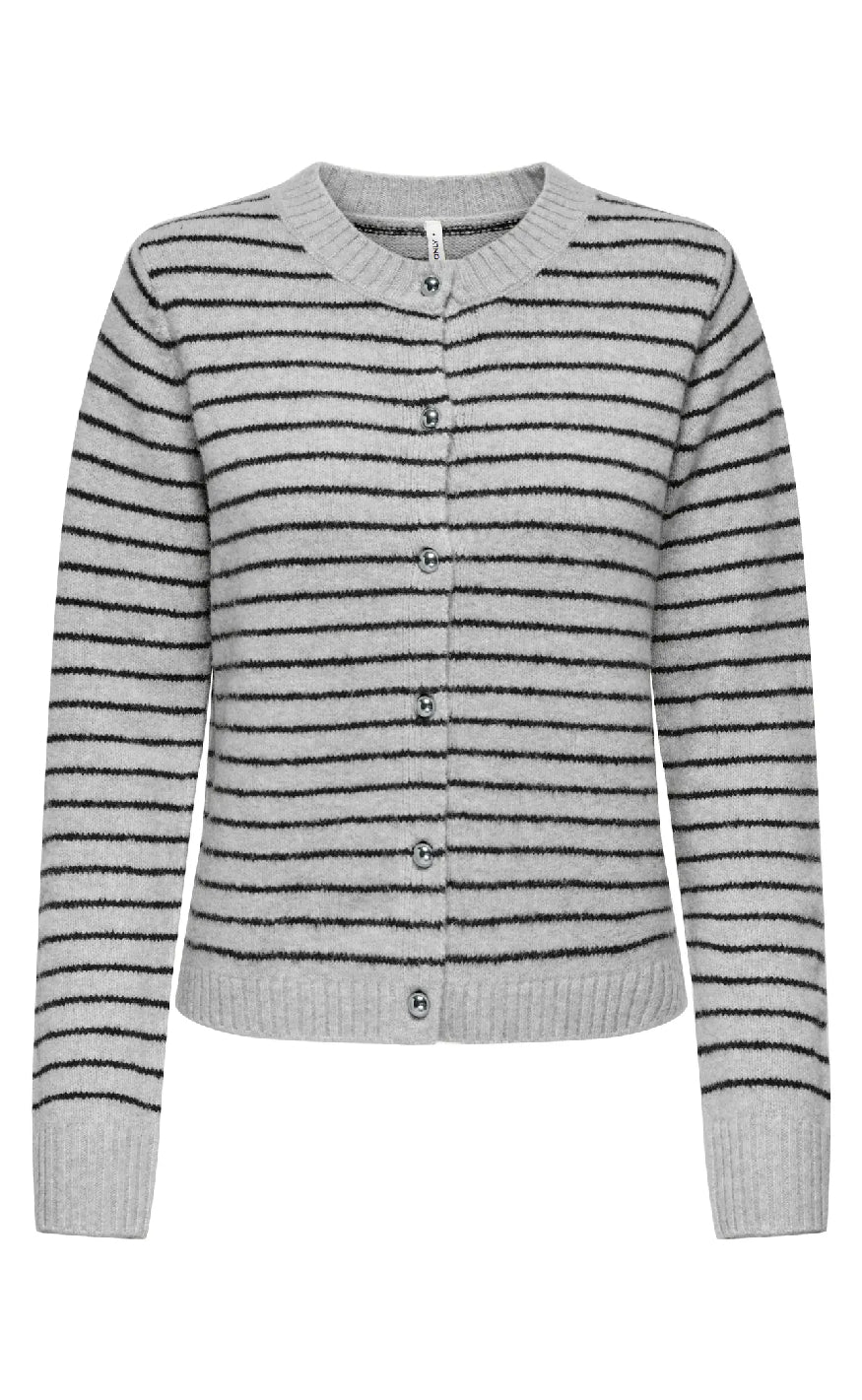 ONLY Cardigan - Chester LS - Light Grey Melange Black/Silver Button