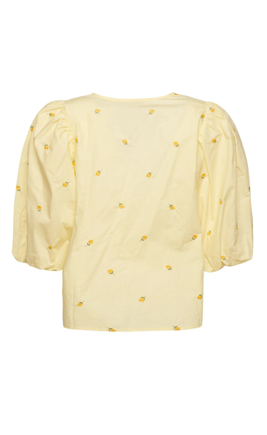 Noella Bluse - Asia - Pale Yellow W. Flower