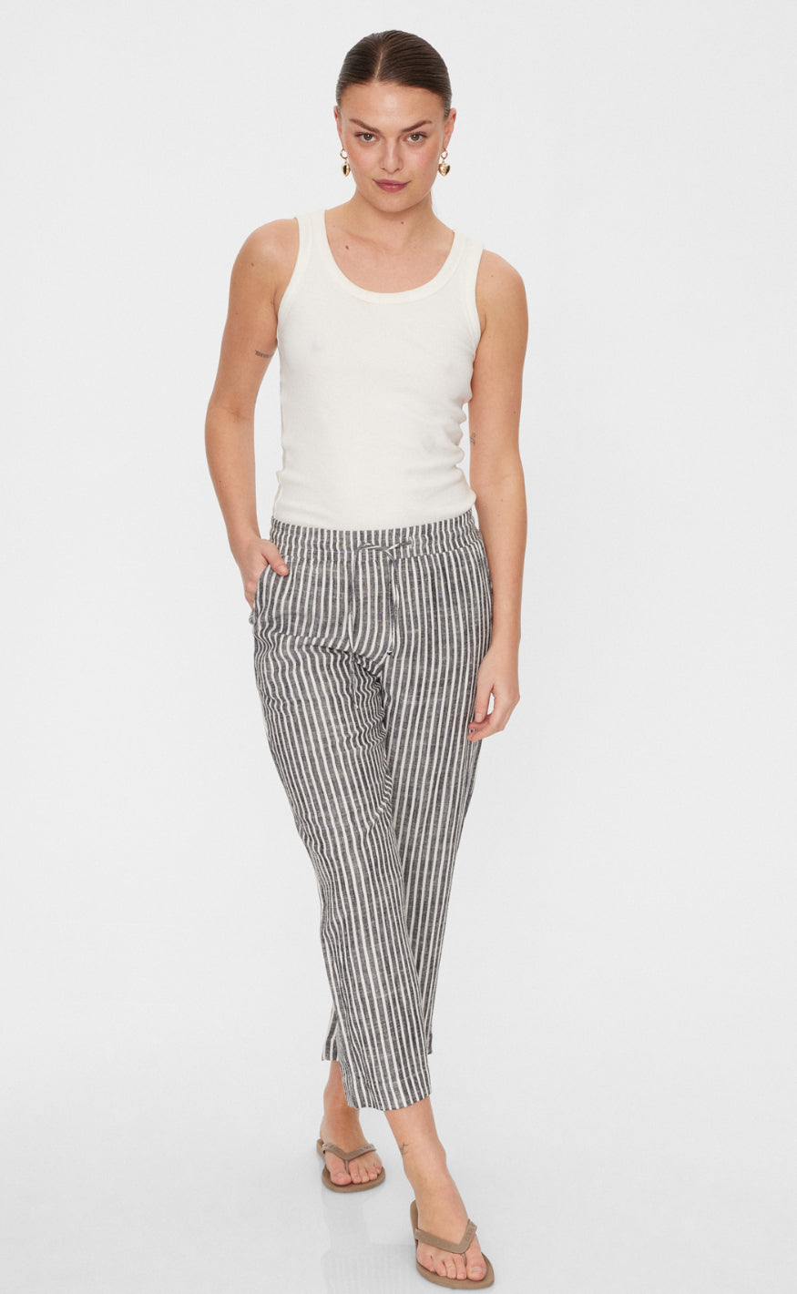 Freequent Bukser - Lava  - Black W. Off White