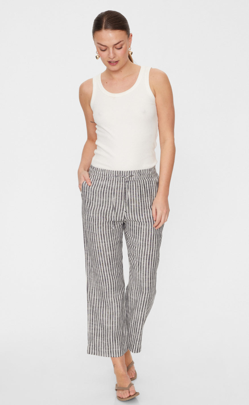 Freequent Bukser - Lava  - Black W. Off White
