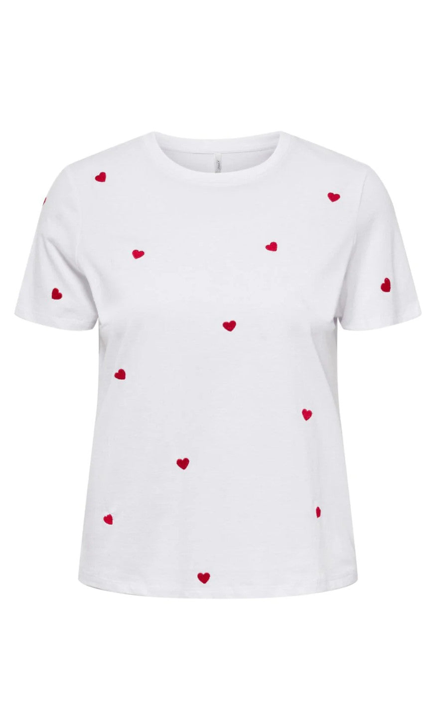 ONLY T-shirt - Ketty Life s/s - Bright White/Heart