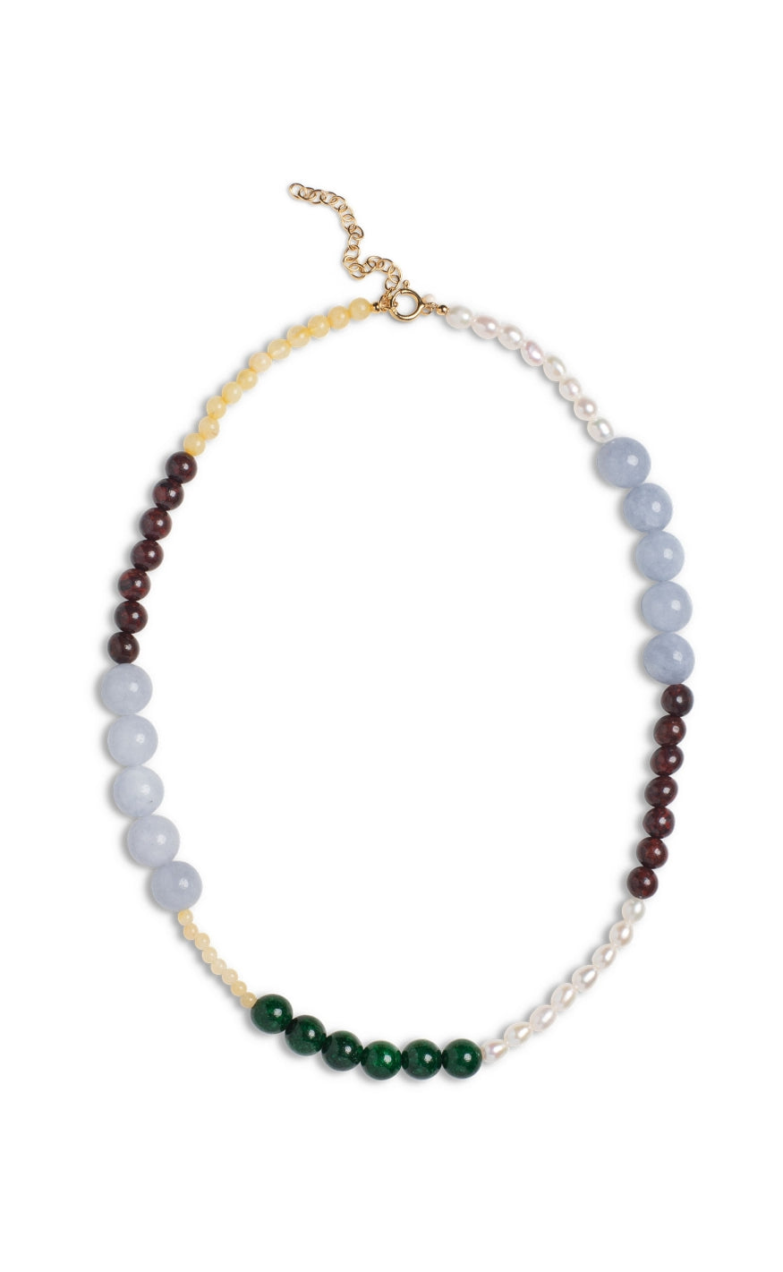 Enamel Copenhagen Halskjede - Marli - Pearls/Light Grey/Brown/Green