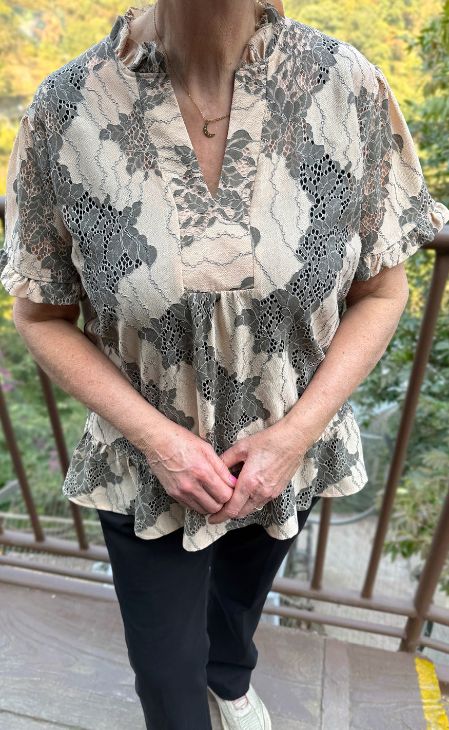 Say INA Copenhagen T-Shirt - Weronica - Beige Lace