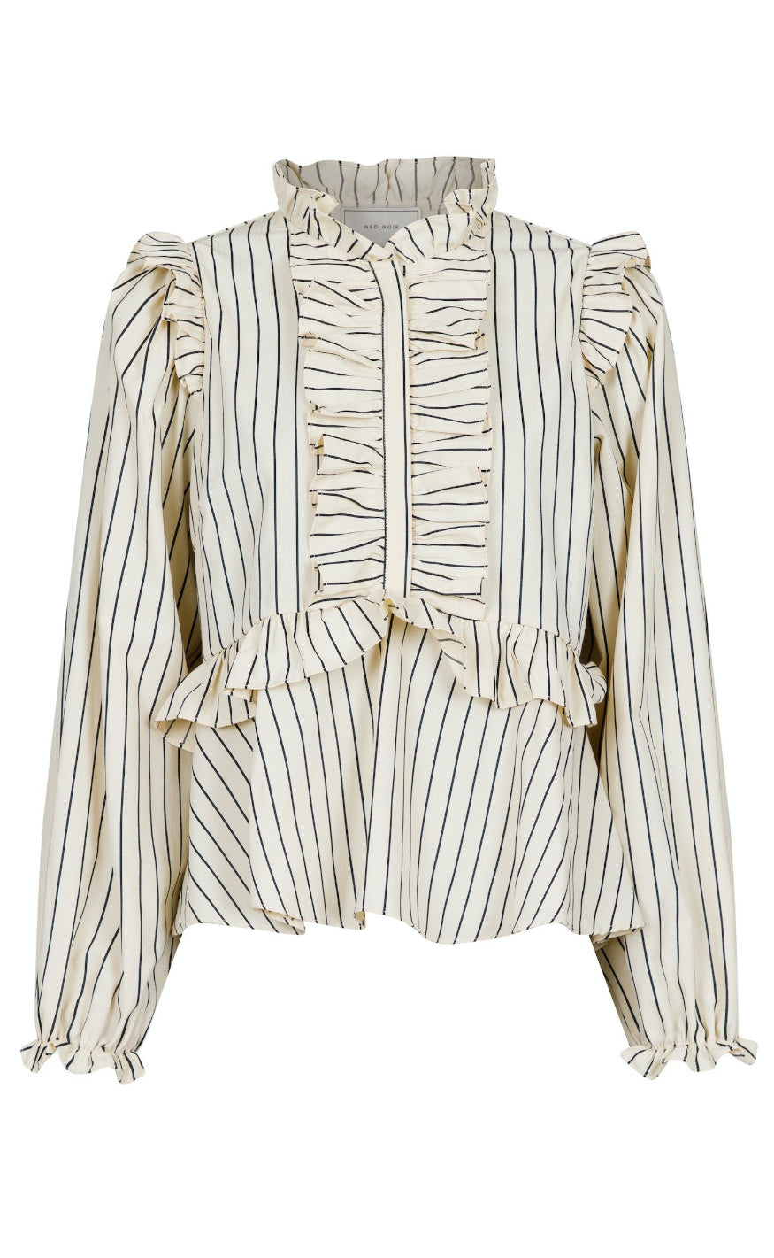 Neo Noir Bluse - Hawaii Stripe - Creme