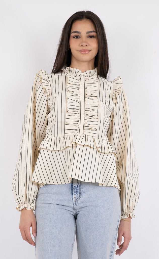 Neo Noir Bluse - Hawaii Stripe - Creme