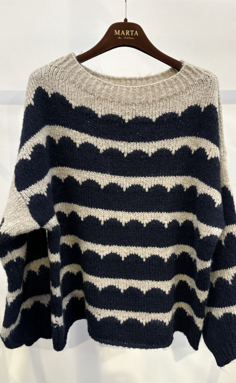 Marta Du Chateau GenserGenser - Constance Knit - Blue/Beige