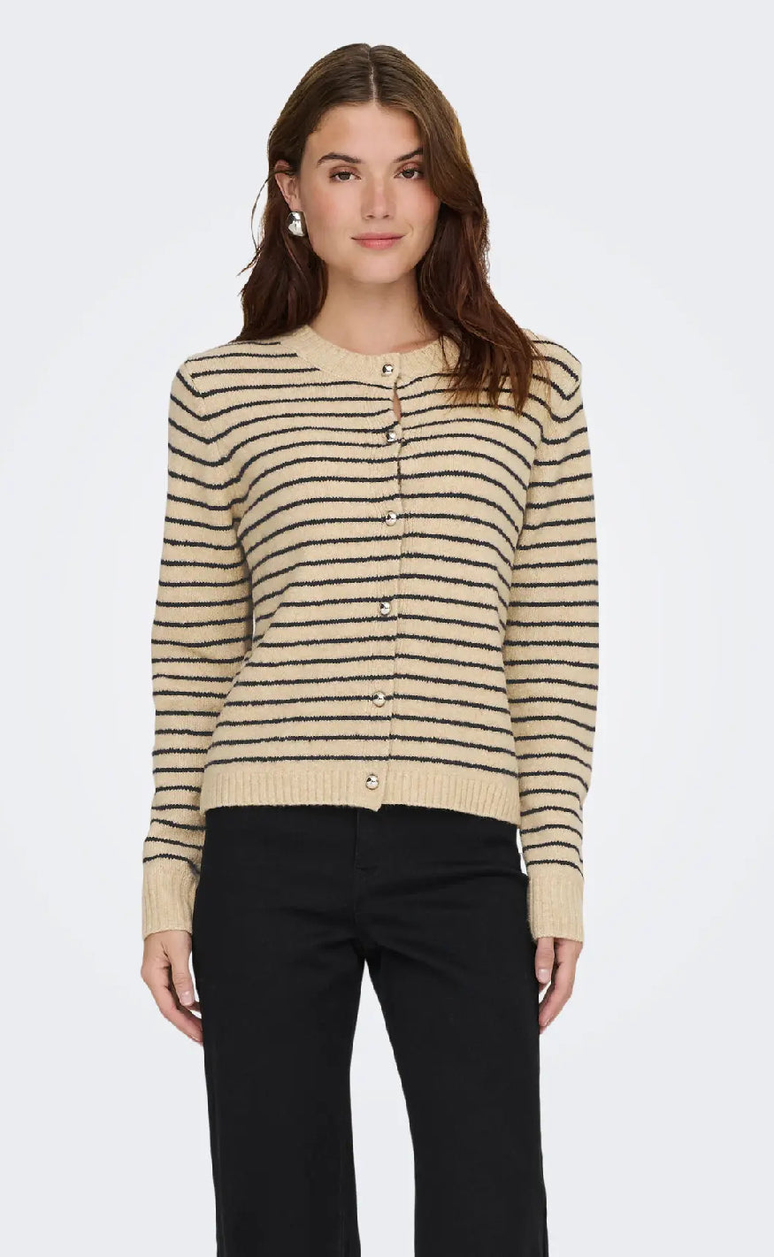 ONLY Cardigan - Chester LS - Humus Niht Sky/Mel/Silver Button