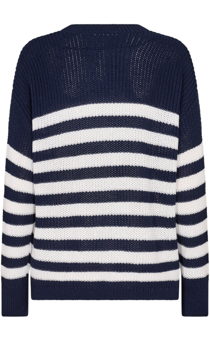 Freequent Pullover - Iben - Navy Blazer W. Brilliant White