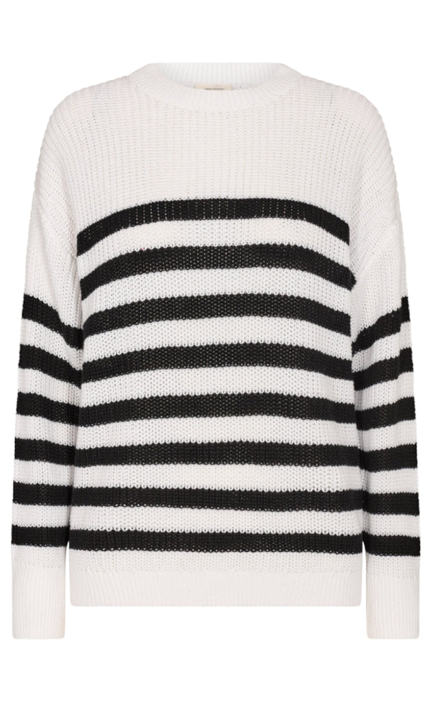 Freequent Pullover - Iben - Brilliant white w. Black