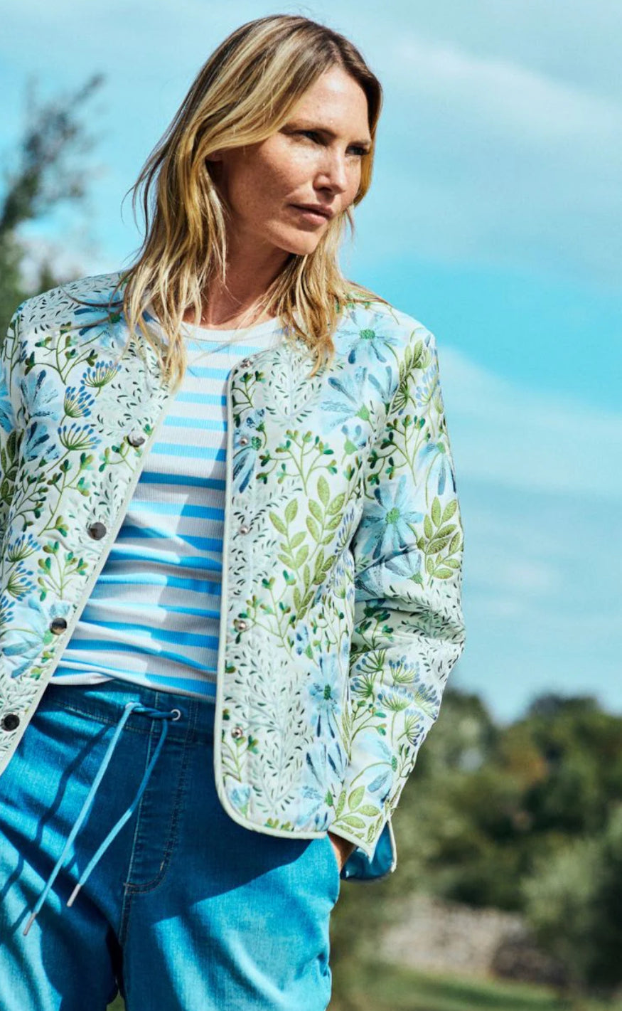 Freequent Jakke - Flowa - Chambray Blue w. Moonbeam