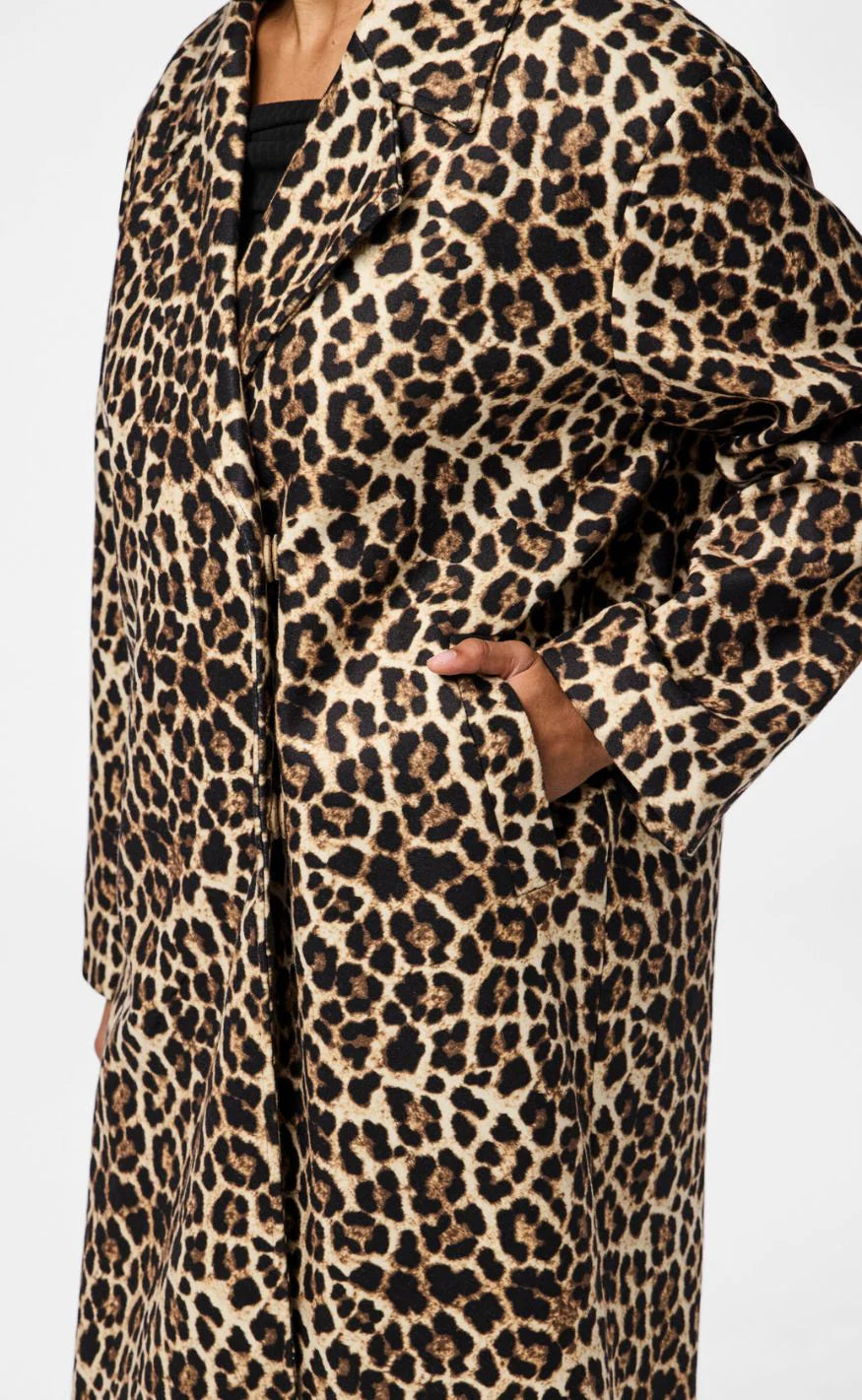 Pieces Kåpe - Savannah Long - Black/Leo