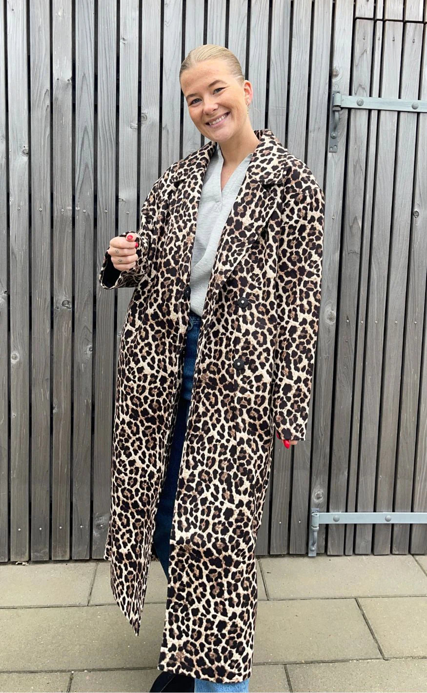 Pieces Kåpe - Savannah Long - Black/Leo