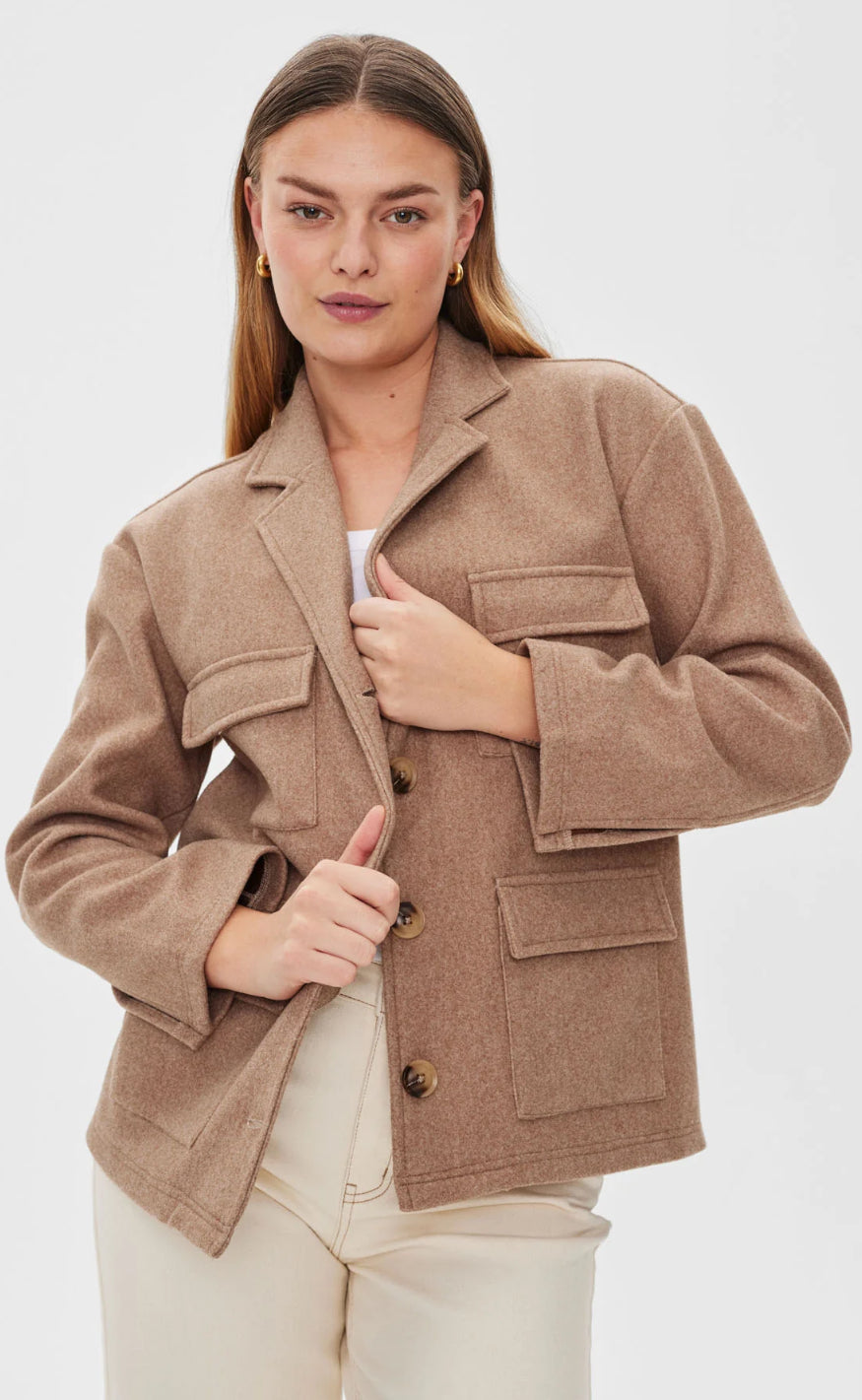 Freequent Jakke - Yanna - Taupe Gray Melange