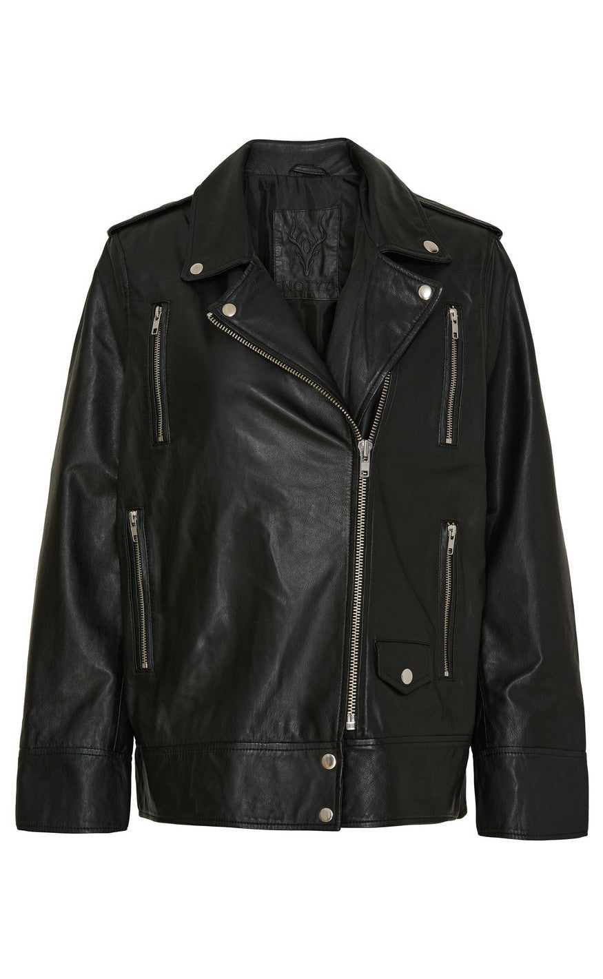 Notyz Jakke - Biker - Black w. Silver acc.