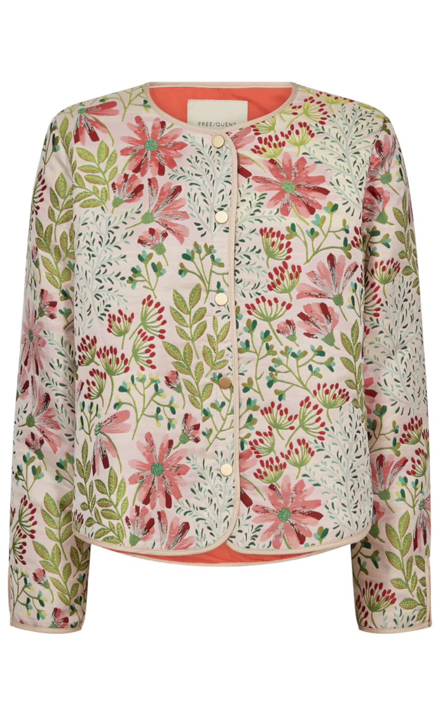 Freequent Jakke - Flowa - Moonbeam W. Hot Coral