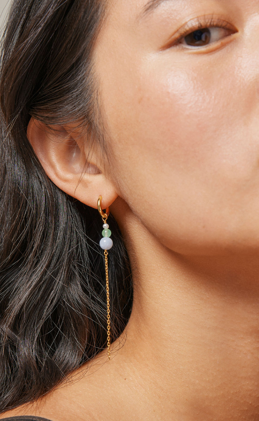 ENAMEL Copenhagen Øreringer - Jana - Pearl/Light Green/Light Blue