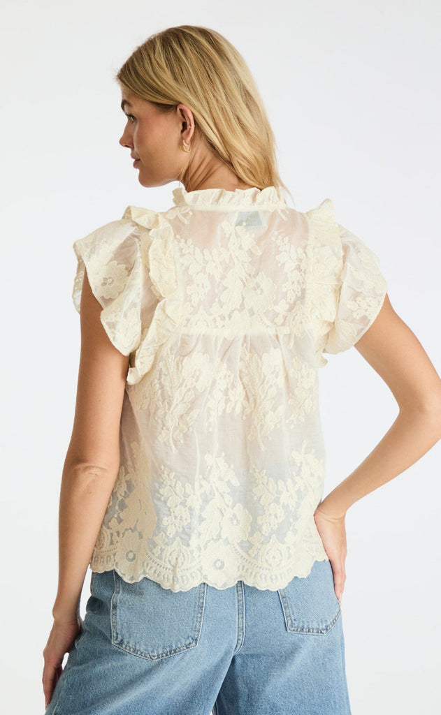 Neo Noir Topp - Jayla Big Embroidery - Off White