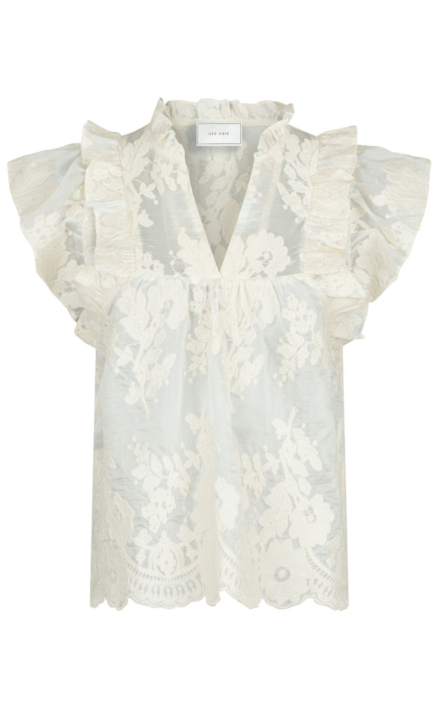 Neo Noir Topp - Jayla Big Embroidery - Off White