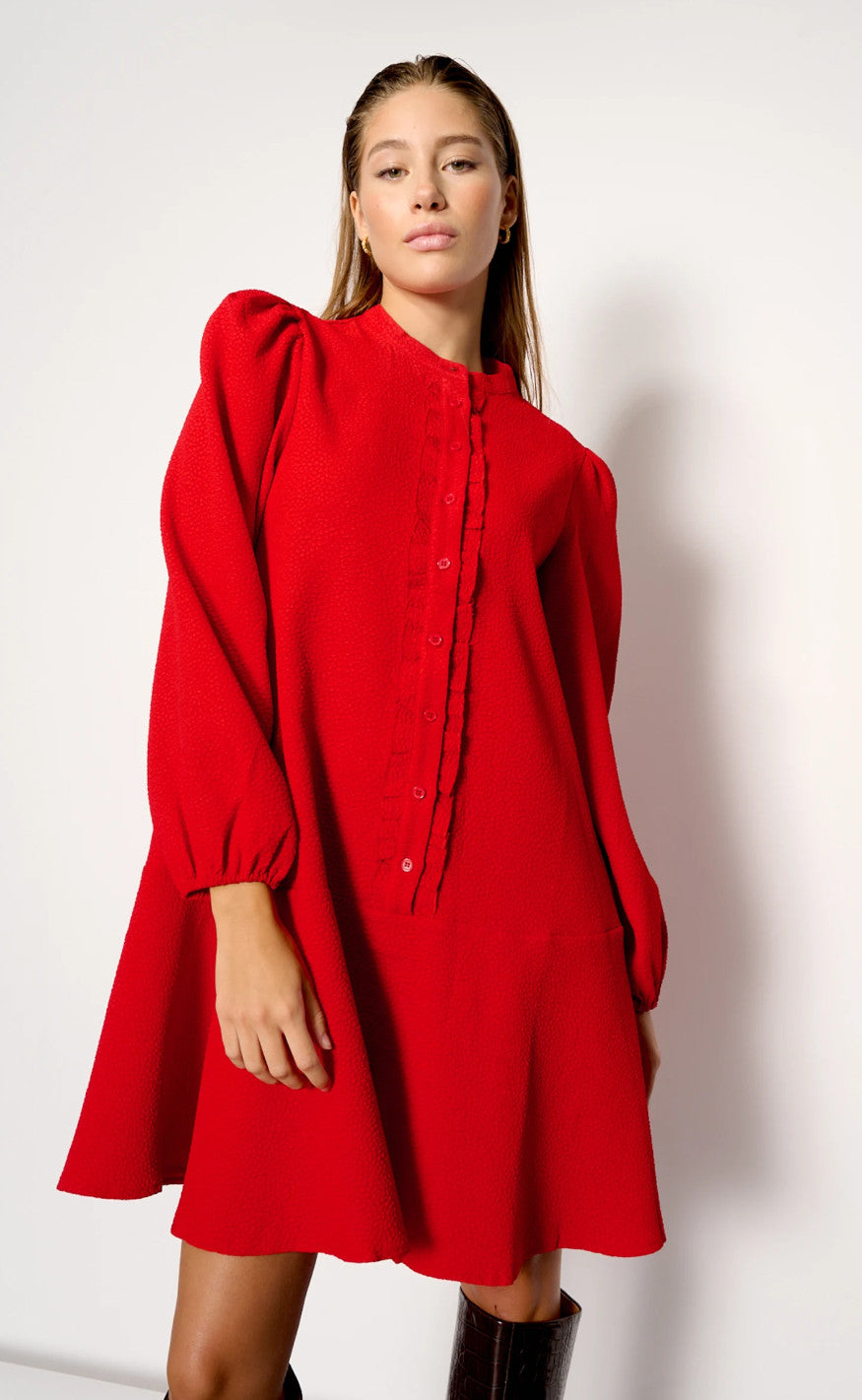 Noella Kjole - Pastis Ruffle - Electric Red