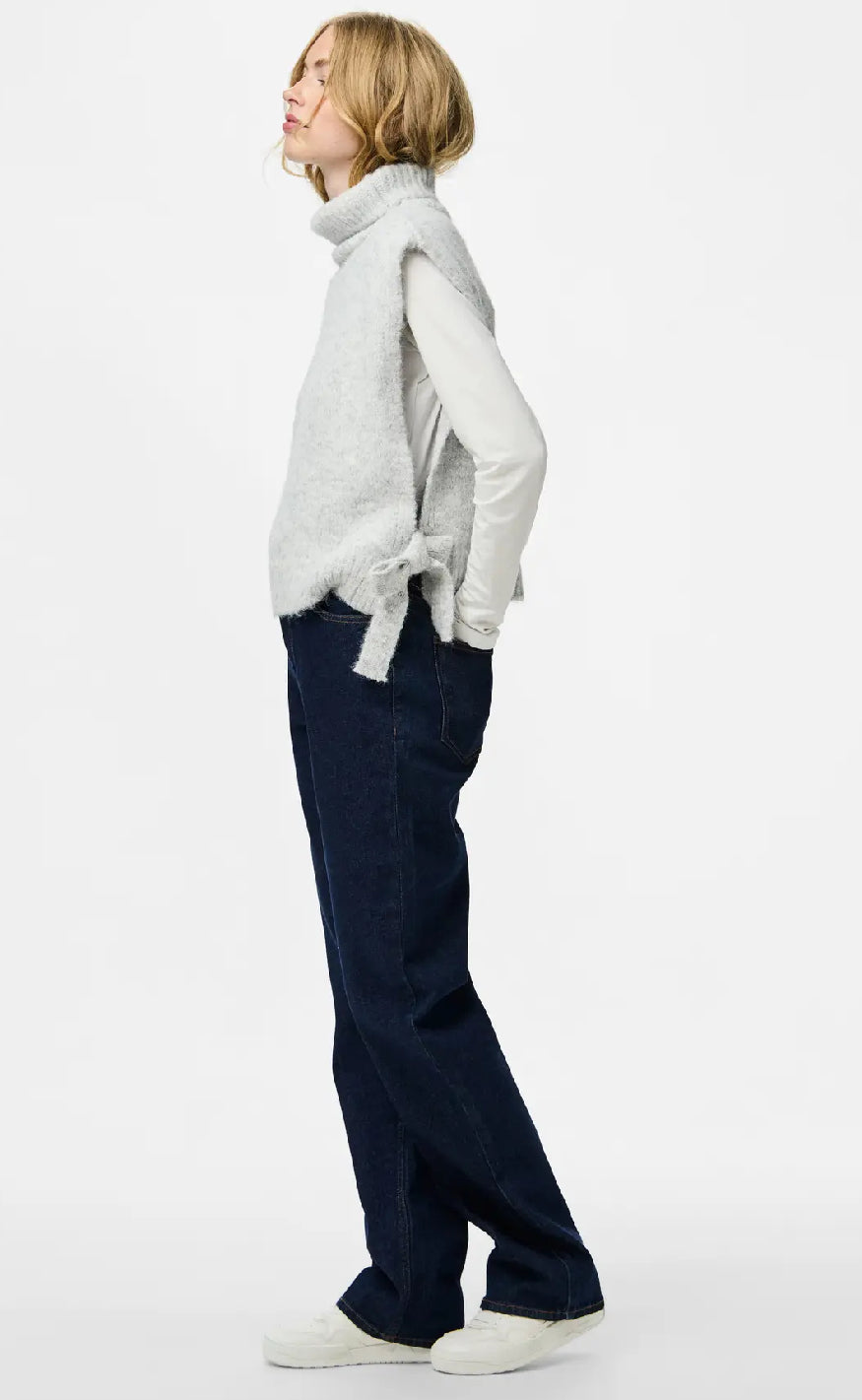 Pieces Poncho - Jecca - Light Grey Melange