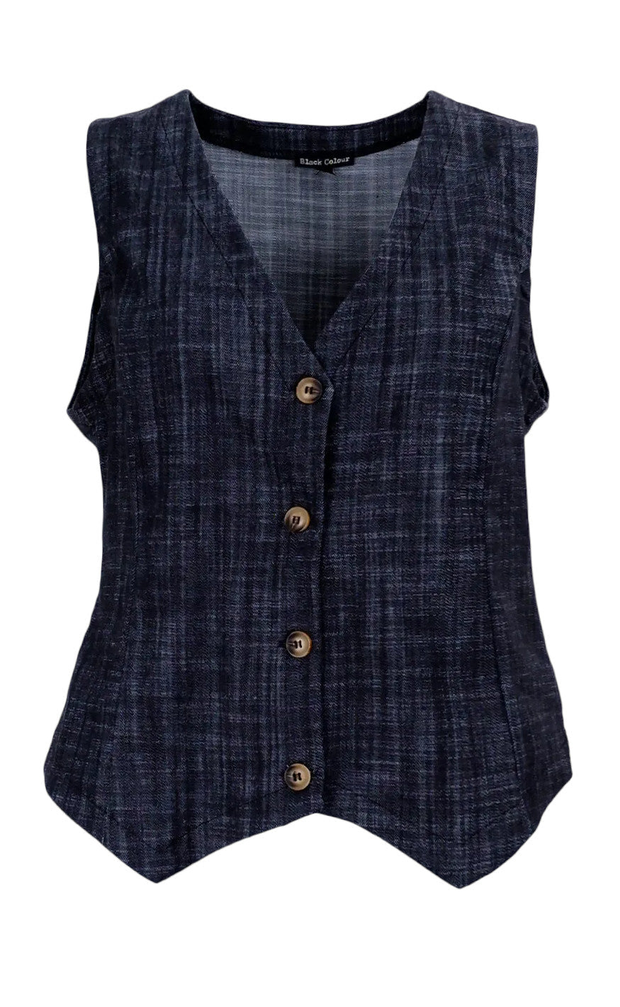 Black Colour Vest - Box - Black Denim