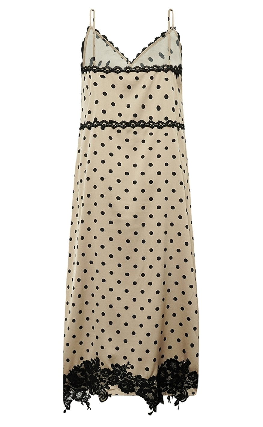 Gossia Kjole - Dahlia Mi - Latte Black Dots