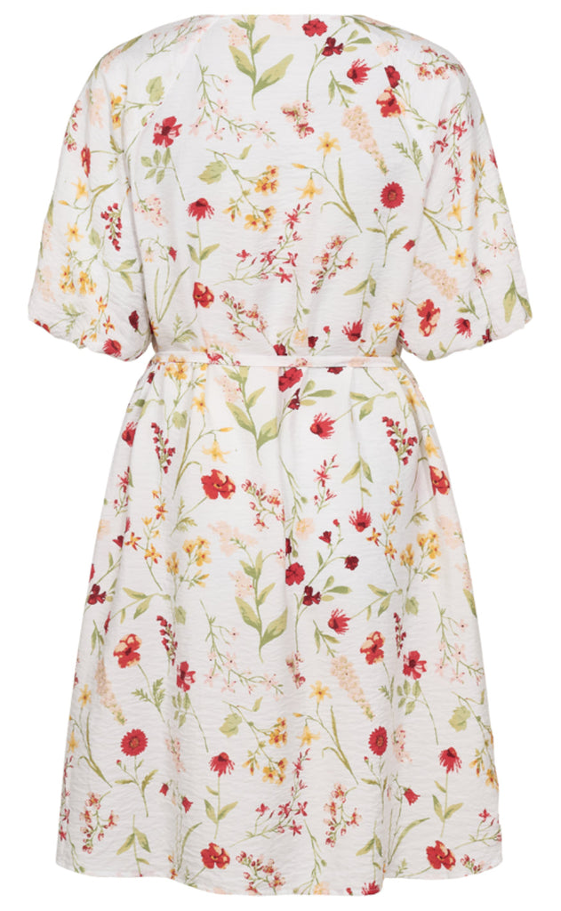 Freequent Kjole - Mele - Brilliant White w. Hot Coral