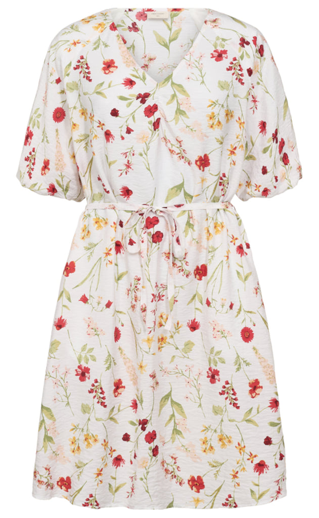Freequent Kjole - Mele - Brilliant White w. Hot Coral