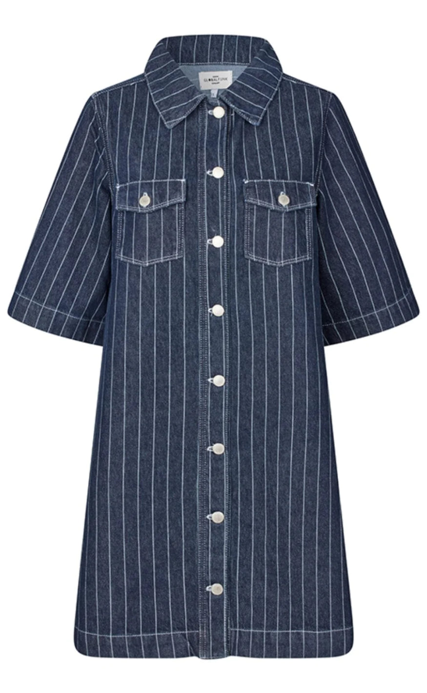 Global Funk Kjole - Mira-G - Navy Pinstripe