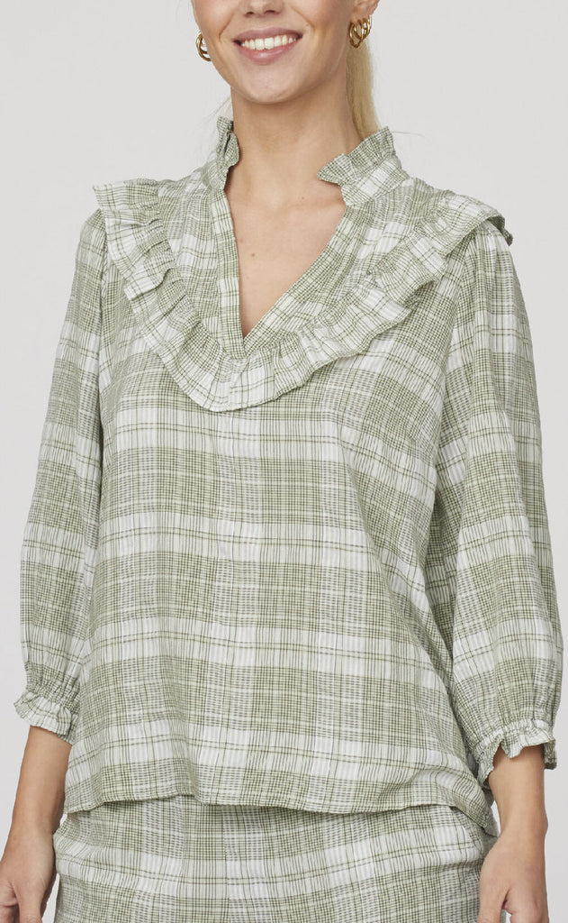 Love & Divine Bluse - Love1138-1 - Khaki Check