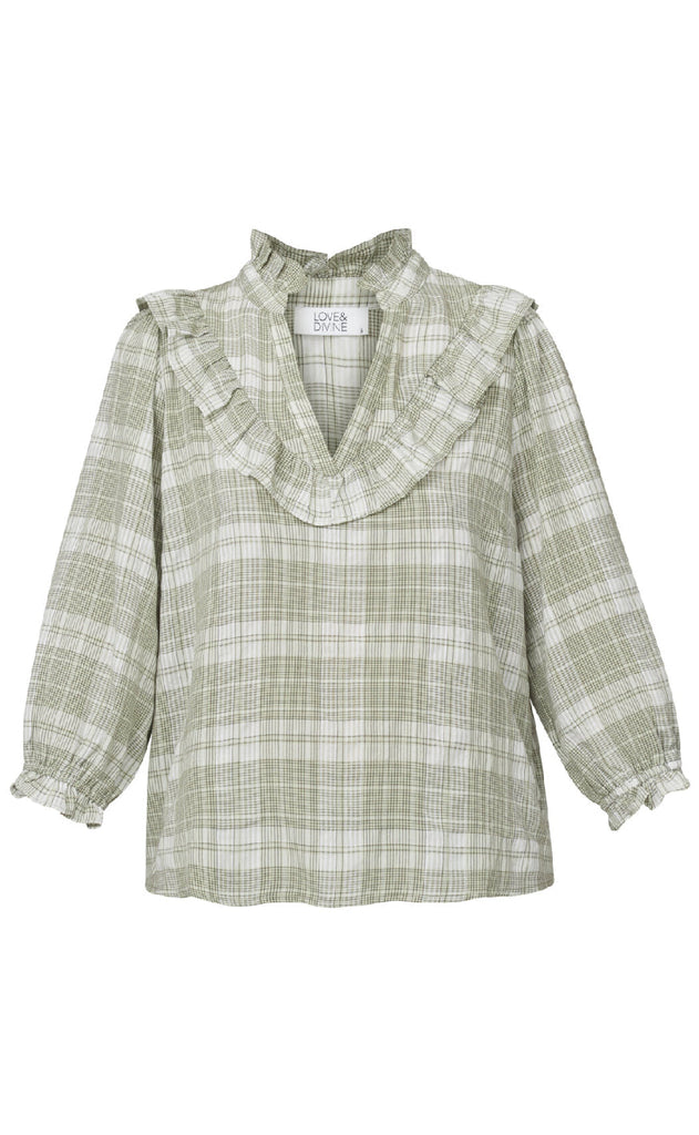 Love & Divine Bluse - Love1138-1 - Khaki Check