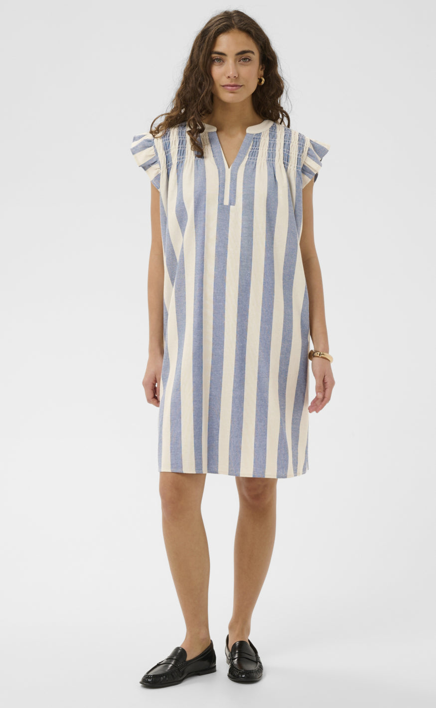 Culture Kjole - Kapina - Whitecap/Blue Stripe