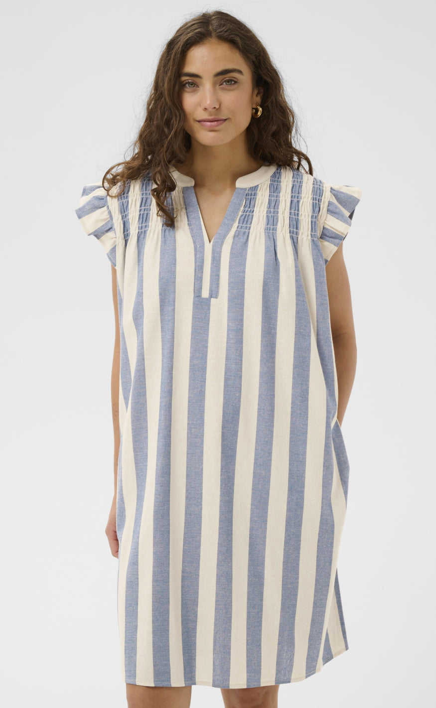 Culture Kjole - Kapina - Whitecap/Blue Stripe