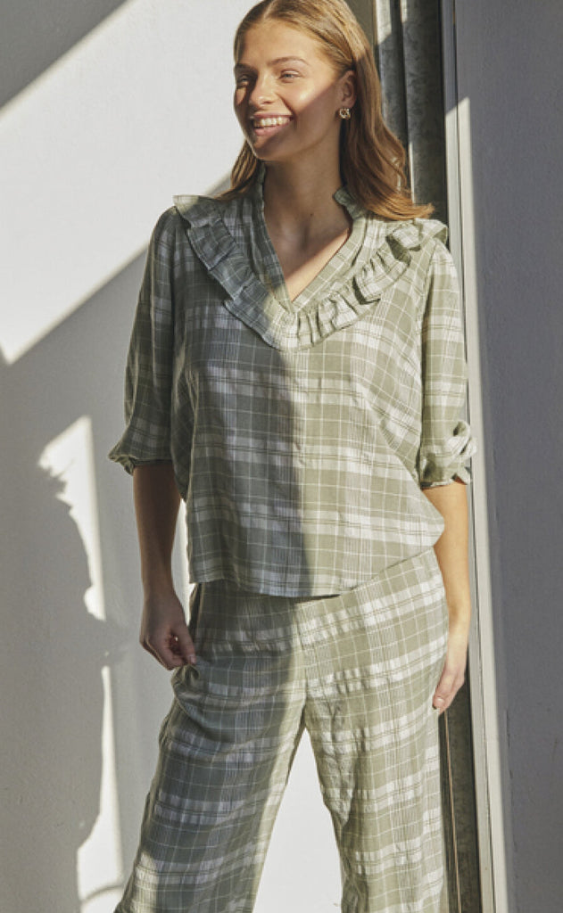 Love & Divine Bluse - Love1138-1 - Khaki Check