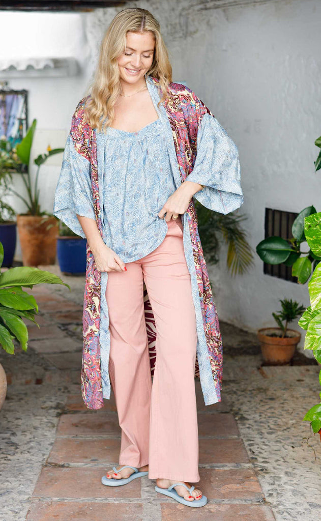 Black Colour Kimono - Luna - Royal Berry Mix