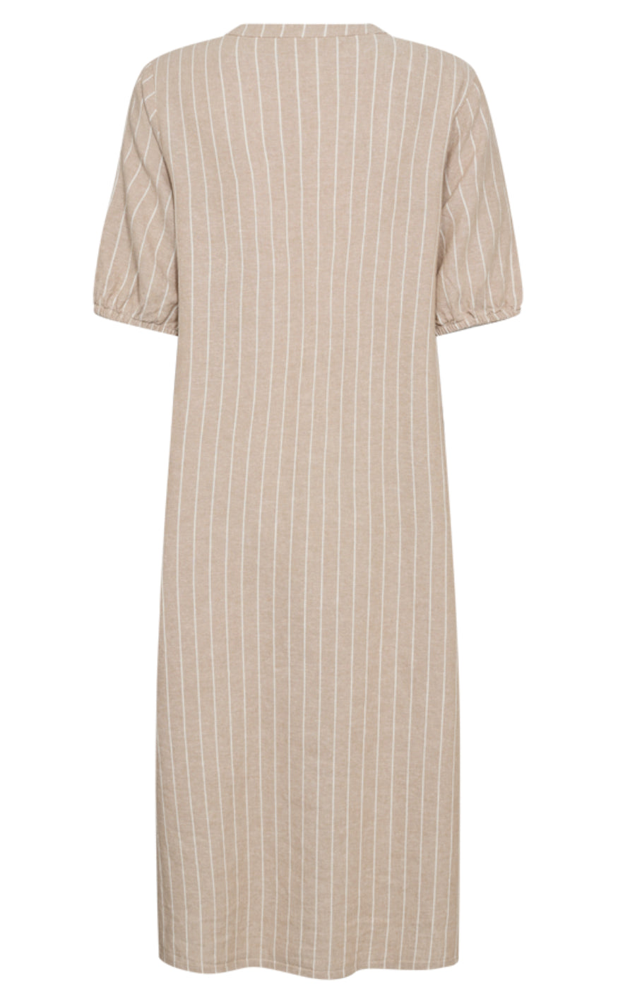 Freequent Kjole - Lava - Sand Melange w. Star Off-white